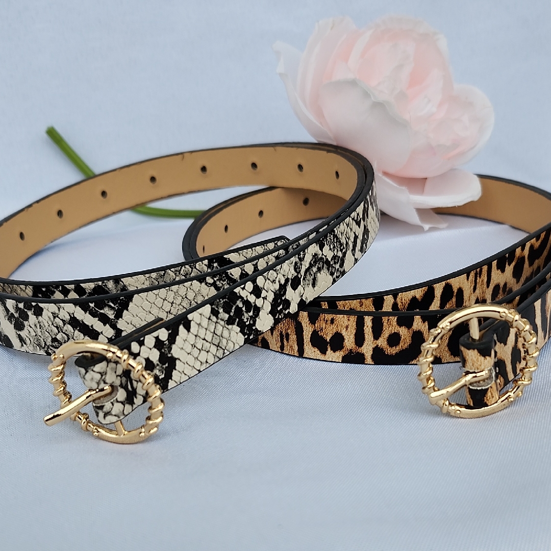 Stylish Animal Print Belts With Gold Buckles